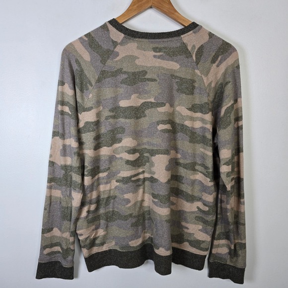 Lucky Brand Womens Camouflage Crewneck Long Sleeve Sweatshirt Top L - Picture 2 of 4